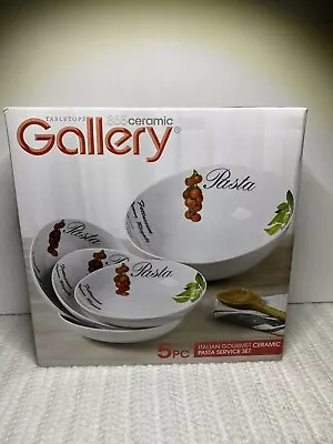 Tabletops 365 Ceramic Gallery 5 Pc Italian Gourmet Pasta Service Set NIB New • $35.65