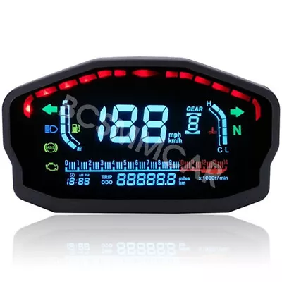 LCD LED Motorcycle Speedometer Digital Tachometer Backlight MPH Speed Odometer • $61.96