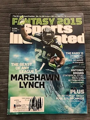 Marshawn Lynch Sports Illustrated Fantasy 2015 Autographed Magazine • £197.89