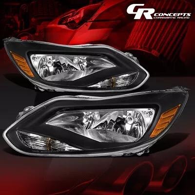 Pair Black Amber Corner Headlight Head Lamps Lh+rh For 2012-2014 Ford Focus Mk3 • $96.95