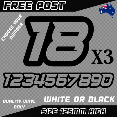 Custom Race Numbers X3 Sticker Decal Vinyl Car MX Moto Bike BMX Ute Fox Go Kart • $19.95