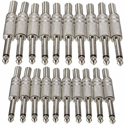 20Pcs 1/4'' 6.35mm Male Mono Monaural Audio Cable Jack Connector Adapter Plug US • $10.80