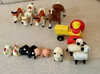 Vintage Fisher Price Little People Lot Farm Animals Tractor Cow Pig  Hen • $24.99