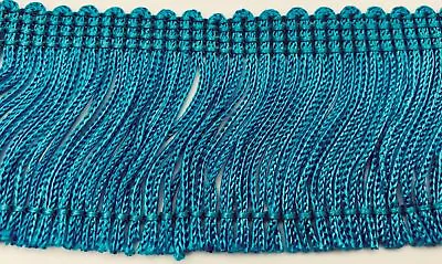 TRIMPLACE Turquoise 2  Rayon Chainette Fringe - 9 Yards • $13.87