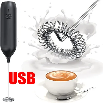 Electric Milk Coffee Frother USB Rechargeable Whisk Egg Beater Handheld Mixer UK • £8.90