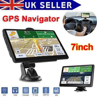 7in Car Truck GPS Navigation Sat Nav 8GB Free Lifetime UK&EU Maps Touch Screen  • £40.49