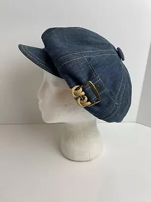 Vintage Demin Jean Newsboy Cap Biker Hat Size Medium Union Made • $19.99