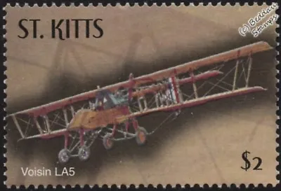 WWI VOISIN Type V (LA-5) French Pusher-Type Bomber Aircraft Stamp/2003 St Kitts • $2.48