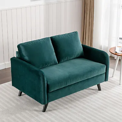 2 Seater Padded Sofa Velvet Upholstered Modern Leisure Sofa Couch W125*D79*H80 • £269.99