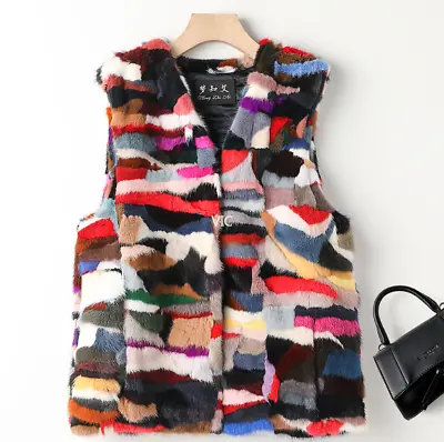 Women Real Mink Fur Vest Jacket Warm Fashion Multi-color Quilted 4XL Waistcoat  • $69.07