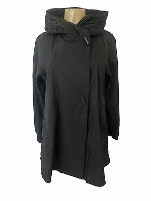 NWOT Mycra Pac Now Reversible Raincoat Coat Jacket Black Textured Pleat Hood XS • $99