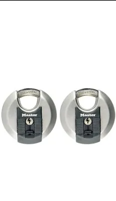 2 Pack Master Lock Excell Stainless Steel Discus 70mm Padlock Keyed M40T • £27.95