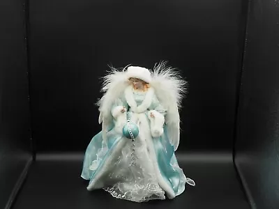 Angel Doll Porcelain Face And Hands Light Blue Gown Feather Wings Christmas  • $19