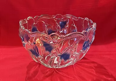 Mikasa Bluebell Green Blue Floral Scalloped Glass Serving Bowl SA163/258 • $26