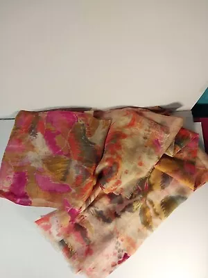 Vintage 100% Silk Hand Rolled Watercolor 34  Scarf • $14.53