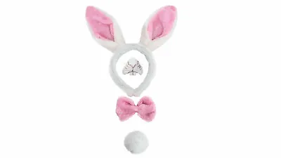 Pink Bunny Rabbit Headband Ears Tail Bow Nose World Book Day Fancy Dress Set  • £8.99