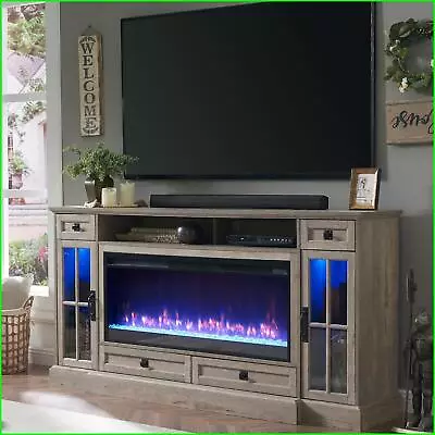 Fireplace TV Stand For 80  TV Farmhouse Entertainment Center With 42  Fireplace • $974.89