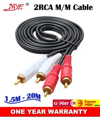 Premium 2RCA To 2 RCA Male To Male M/M Dual Stereo Audio Copper Core Cable Lead • $9.45