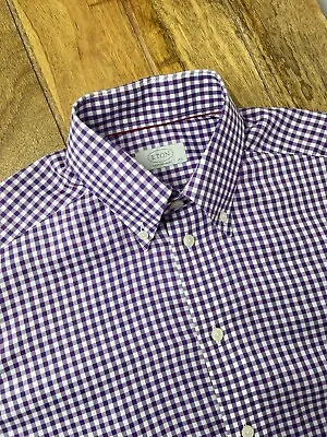 £24 • Buy Mens ETON Shirt M Purple Check Regular Fit