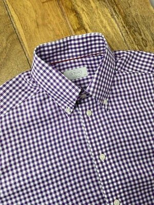 £24 • Buy Mens ETON Shirt M Purple Check Regular Fit