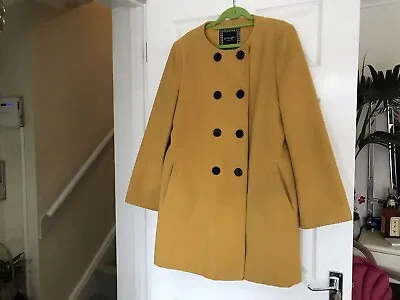 	Principles Mustard Coloured Button-fronted Coat Size 16 With Matching Scarf • £15