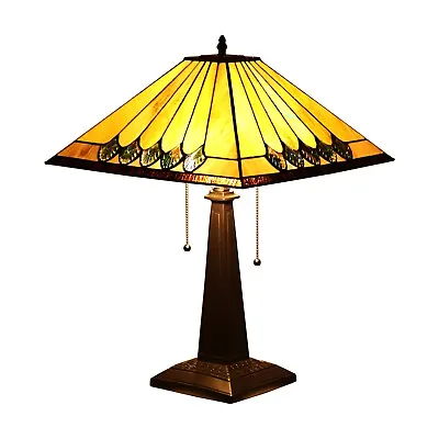 RADIANCE Goods Tiffany-Style 2 Light Mission Table Lamp 16  Shade • $157.38