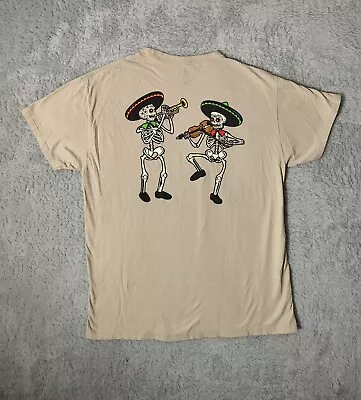 Skeleton Mariachi Graphic T-Shirt Tan Color Men's Size Large Artist Union Brand • $10