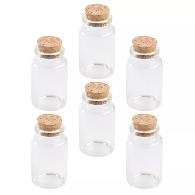 6 Mini Glass Bottles With Cork Stoppers For DIY Crafts And Favors • £15.59