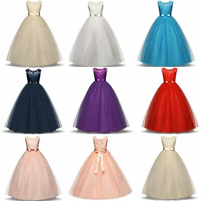 Girls Wedding Bridesmaid Prom Lace Princess Tutu Birthday Party Dresses For Kids • $27.16