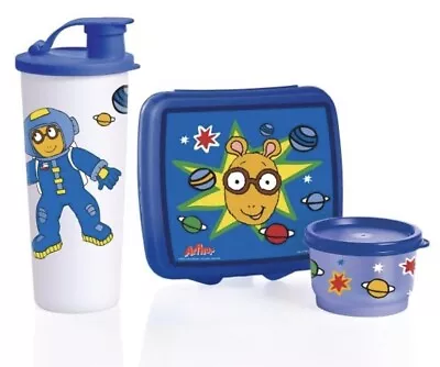 Tupperware Arthur In Space Lunch Set Tumbler Sandwich Snack Astronaut Planets • $24.99