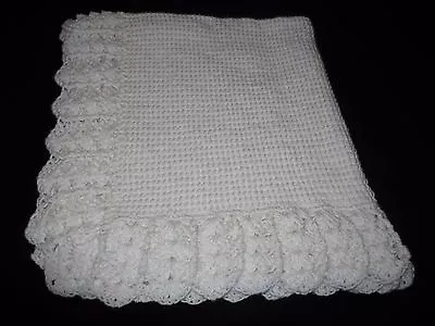 $39.99 • Buy NEW Handmade Crochet Baby Blanket Afghan (White)