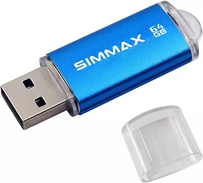 SIMMAX Memory Stick 64GB USB 2.0 Flash Drives Thumb Drive Pen Drive (64GB Blu... • £7.67