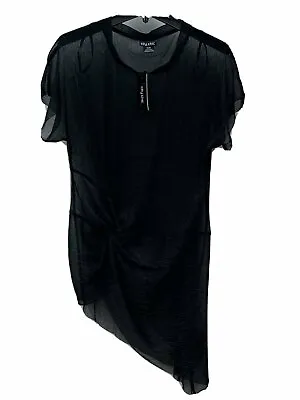 City Chic Women's Metallic Black Twist Front Sheer Blouse Overlay Plus Size 14W • $20.50