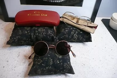 Antique Spectacles- Hallmarked Gold Frames & Romeo Gigli Sunglasses & Dior Case • $90