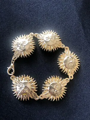 VERSACE ~ Authentic Vintage Gold Plated Sun Face Bracelet  • $220