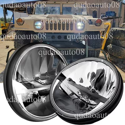 Fit Military Truck Hummer M998 M923 M35a2 Humvee 7  Round LED Headlight Pair DOT • $85.91