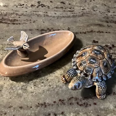 2 Vintage Wade Trinket Boxes Tortoise 4’’ Long + Oval Dish With Bird 6”long • £12
