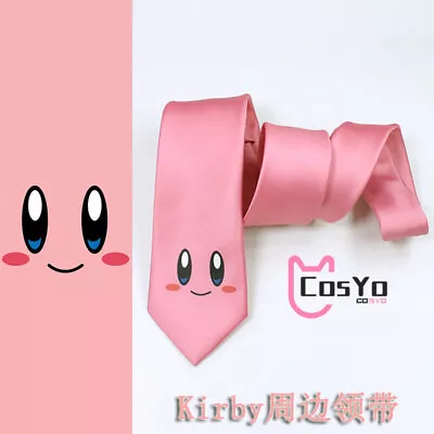 Cute Colourful Cartoon Kirby Tie Skinny Cotton Print Necktie Cravate Funny Gift • $8.49