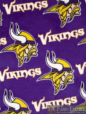 NFL Minnesota Vikings All Over Licensed Fleece Fabric SOLD BY THE YARD • $17.90