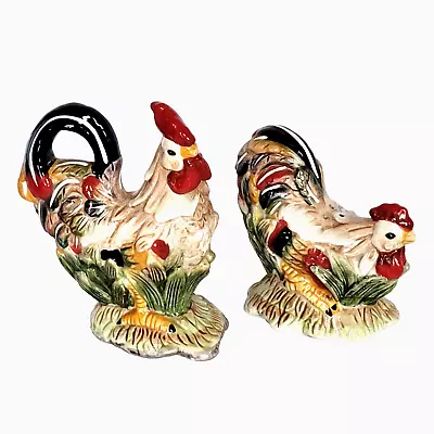 J. Wilfred Charles Sadek Co Rooster And Hen Salt & Pepper Shakers W Stoppers • $16.99