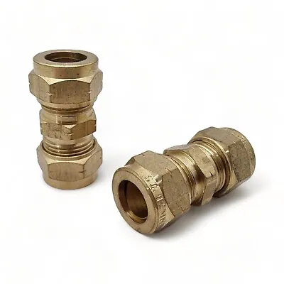 Brass Compression Connectors Plumbing Pipe Fittings Coupling With Olives • £21.99