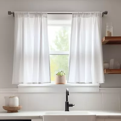 1 Set Privacy Linen Short Panels Window Curtains Light Filtering Curtains 26 W • $17.47