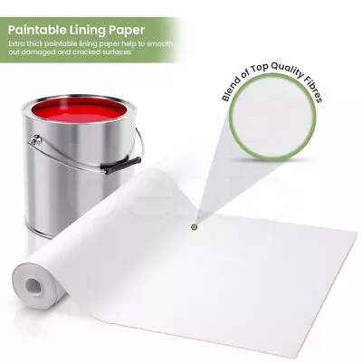 Paintable Lining Paper For Walls Palin White Thick Backing Covering Wallpapers • £7.60