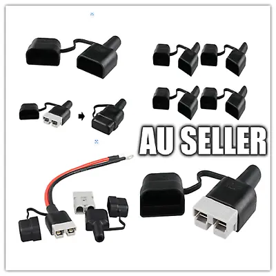 10x Waterproof Cover Cap For 50A Anderson Plug Dust Cable Sheath Cover Black • $22.99