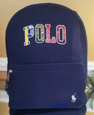 Polo Ralph Lauren Unisex Backpack Multi-Color Logo Patch Outer Zip Pocket NWT • $44.90