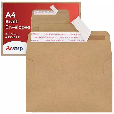 50 Pack Kraft Envelopes 4 X 6 Inch Brown EnvelopesA4 Envelopes Card Envelopes • $9.35