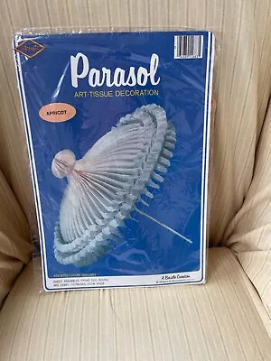 Vintage 1979 Beistle Parasol Paper Peach Apricot Shower Umbrella Honeycomb • $12