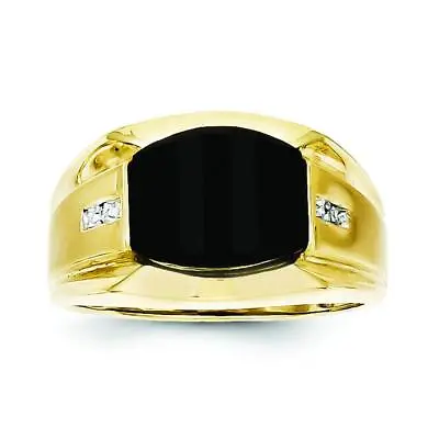 10K Gold Men's Diamond & Black Onyx Ring Jewelry Size 10 • $301.61