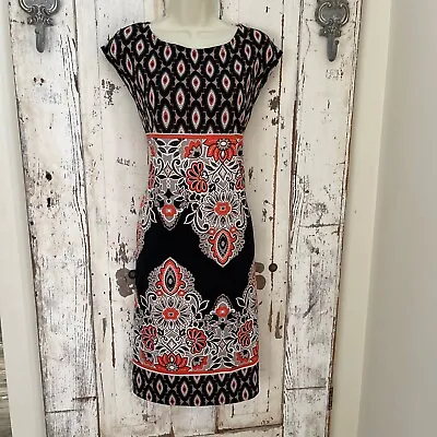 AA Studio Size 12 Woman's Black Orange Gray Brown White Floral Sleeveless Dress • $21.99