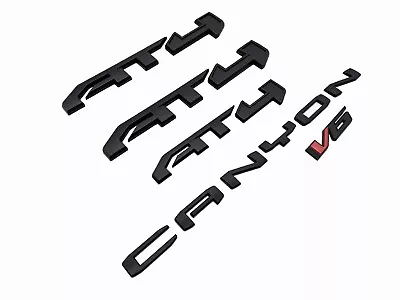 5x Emblems Fit 2021-2022 GMC Canyon AT4 V6 Emblem Kit Matte Black Red • $83.99